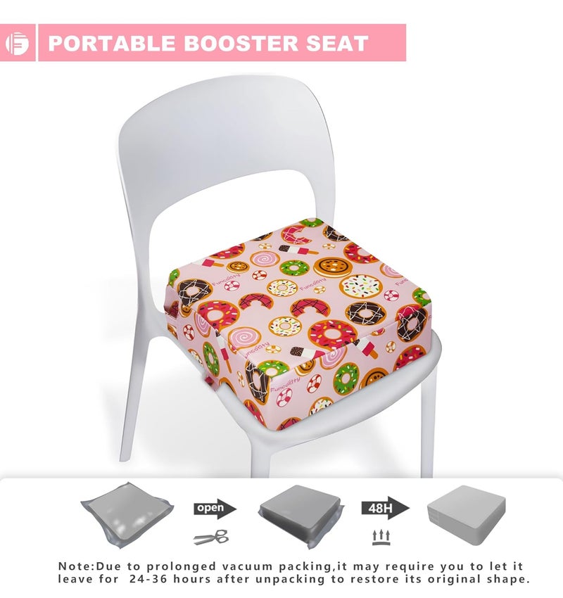 Funcority Toddler Booster Seat for Dining Table, Portable Booster Seat for Kitchen Chair, 4 Inch High-Density Foam Cushion with Adjustable Safety Straps and Non-Slip Bottom, Perfect for Kids Travel and Daily - Image 4